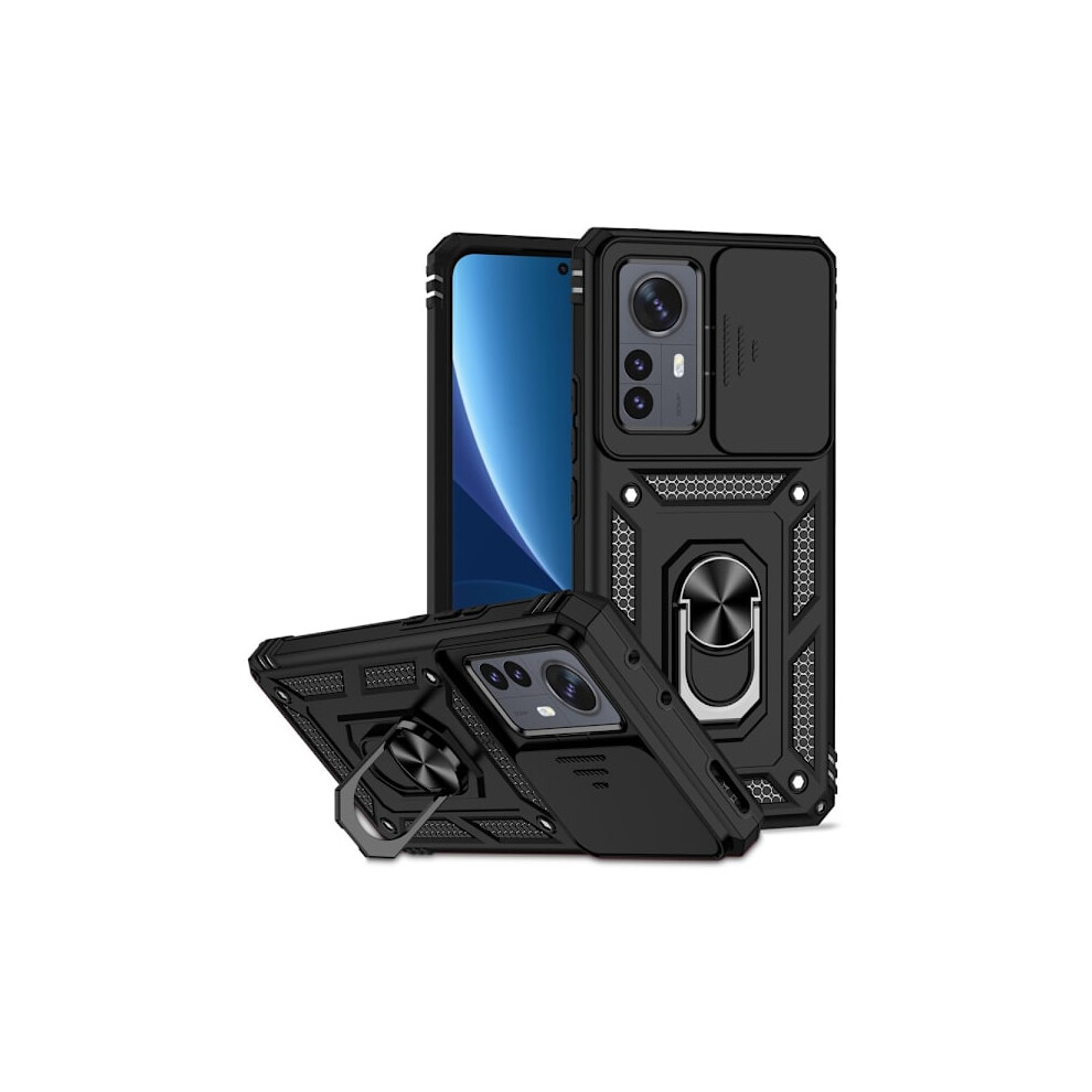 Skalo Compatible With Xiaomi 12 Pro Armor Hybrid Metal Ring Camera Slider - Black 9340258913587