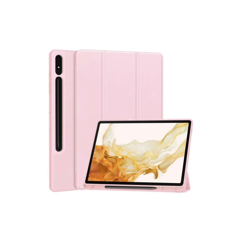 Compatible With Samsung Galaxy Tab S9+ Tpu Smart Leather Case With Pen Slot - 3-Fold Pure Color Pink 9340258913785