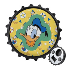 Magnetischer Flaschenöffner mit Donald Duck, inklusive Kühlschrankmagneten und Aufkleber – einzigartige Geschenkidee für Campingfans, cooles