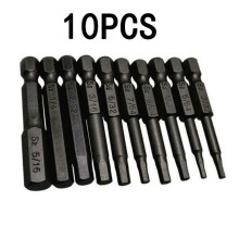 Jeu de 10 embouts de perçage magnétiques à tête hexagonale Allen, tige de 6,35 mm (1/4").