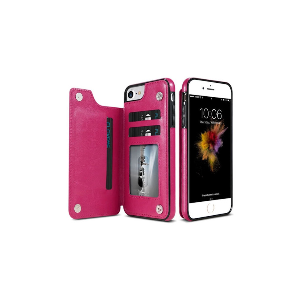 Compatible With Iphone Se 2020 - Nkobee Practical Leather Case With Card Slot Pink 9340258913761