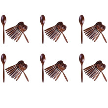 Cucharas de madera, juego de 60 cucharas de sopa de madera, cucharas de mesa de madera natural con mango largo de 7,3 pulgadas.