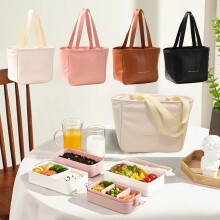 Sac à lunch isotherme RFUGUG grand format, boîte à lunch portable réutilisable en PU pour hommes et femmes - Garde les aliments chauds/froids,