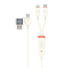 VIDVIE Multifunkční kabel Type-C / USB A až Type-C / Lightning - 120CM bílý