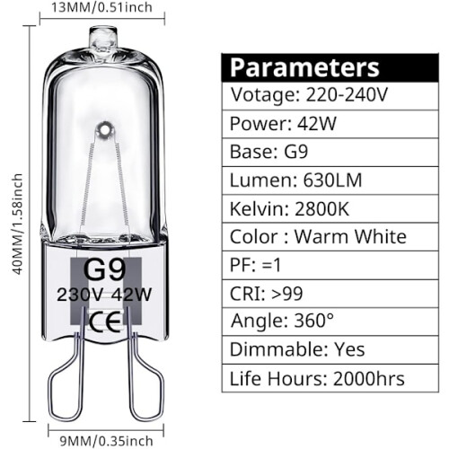 G9-Halogenlampen42W, 230V, 10er-Pack42W 1