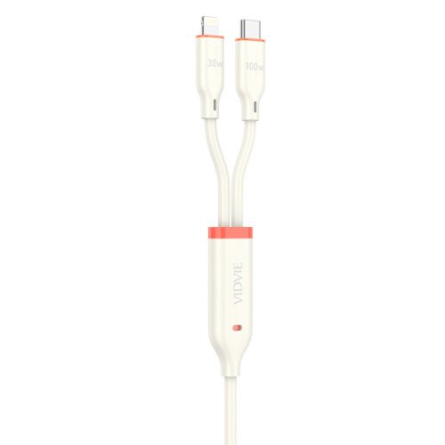 VIDVIE Multifunkční kabel Type-C / USB A až Type-C / Lightning - 120CM bílý 2