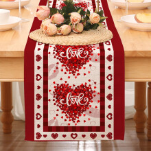 Quinlirra Tischläufer für Ostern und Valentinstag, rechteckige Tischdecke aus Herzstoff, waschbar, geeignet für Küche und Esszimmer
