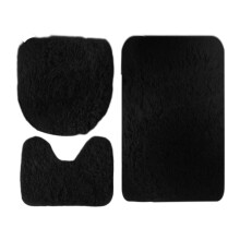 Clearance! Gheawn Toilet Mat 3 Piece Bathroom Rug Set Super Soft Toilet Bathroom Toilet Tub Air Floor Mat Nonslip Mat Carpet (Black)