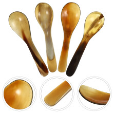 4 stuks ossenhoornlepels, espresso-/demitasselepels, koffielepels, dessertschepjes voor thuis, café en bakkerij