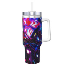 Hrnek Into the Spider-Verse s ledem o objemu 40 oz s rukojetí, odolný izolovaný hrnek, udrží nápoje teplé nebo studené, fitness, venkovní