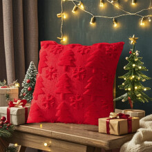 Antqov Julkuddeöverdrag 18x18" Julgransfilt med broderade kuddfodral i fuskpäls för soffa, sovrum, vardagsrum, soffdekor, kompatibel med