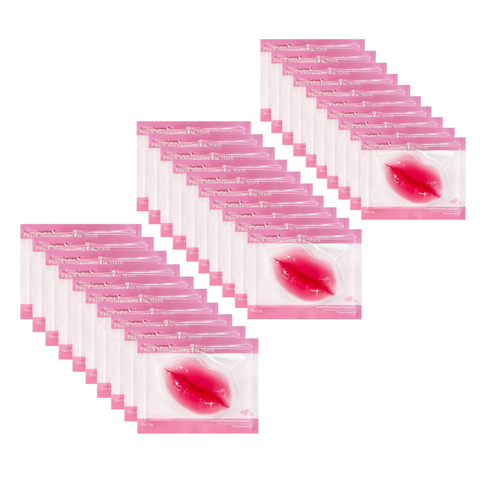 Pink 30Pcs Collagen Crystal Lip Mask For Dry Cracked Lips Hydrating Antiaging Pads
