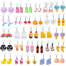 28 Pairs Weird Cute Earrings, Compatible with Kawaii Indie Style: Gummy Bear, Water Bottle, Mushroom, Boba Tea, Goldfish, Flowers