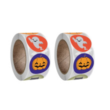 Adesivi Flybaeast, confezione da 2 pezzi, etichette decorative per Halloween, 1 rotolo, 500 adesivi, adatti per decorazioni per feste di Halloween