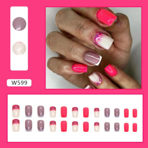 24pcs False Nails Long Square W592 W592 W592 2