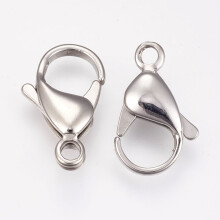 20 buc. Închizătoare tip gheară de homar din oțel inoxidabil 304, cu trăgaci pentru papagal, culoare oțel inoxidabil, 19x12x5mm, gaură: 2mm
