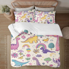 Comfort3-osainen sarjakuvaeläinpeittoasetti, 1 pehmeä suloinen dinosauruspeitto ja 2 tyynynpäällistä, king size
