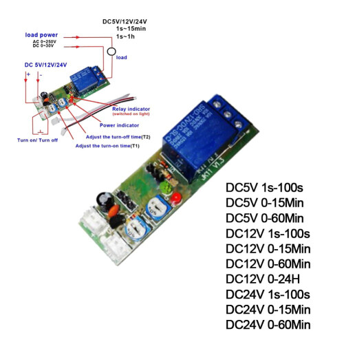 Multifunctionele relaismodule/vertragingscircuitmodule voor DC5V/12V/24V 1