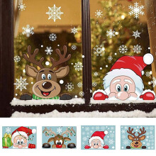 SUSUchens Christmas Glass Sticker Decorative Waterproof PVC White Snowflake Double Side Printed Window Cling for Showcase