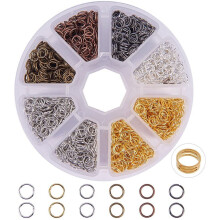 1 cutie mică, inele de fier de culori mixte, închise, dar nelipite, 6 mm, gaură: 0,7 mm