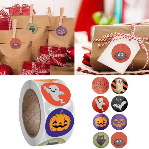 Αυτοκόλλητα FlybaeastΣετ 2 τεμαχίων Αυτοκόλλητα Halloween Διακοσμήσεις ετικετών1 ρολό500 1