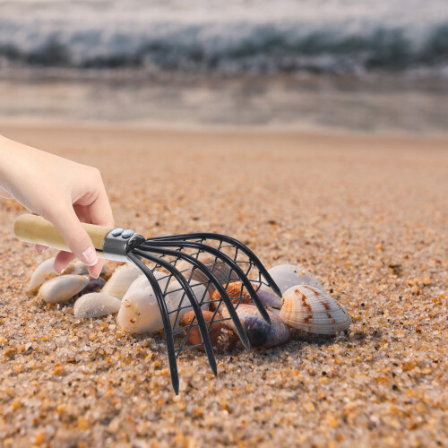 Scraper Tool Clamptight Clamming Shell Digging Rake for Wood Handle Dredge with Mesh Stainless Steel 1