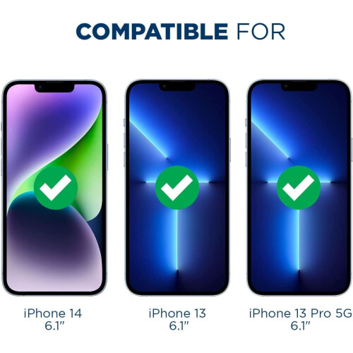 Protetor de tela de vidro balístico compatível com iPhone 14, iPhone 13 e 13 Pro [tela de 6,1 polegadas] - Pacote com 3 unidades. 1