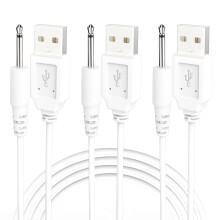 Cabo de carregamento USB DC de 2,5 mm, cabo carregador DC de 2,7 pés, substituto para massageador - pacote com 3 unidades (branco)