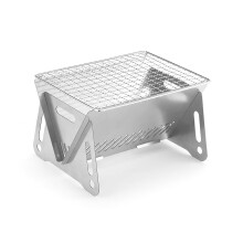 PAVEOS Ustensiles de cuisine pour barbecue, gril à charbon portable en acier inoxydable, léger et pliable, idéal pour le jardin, le camping, les
