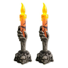2 stuks Halloween skeletkaarsen zonder vlam, realistische LED-lampjes op batterijen voor feestjes en huisdecoratie, passend bij Halloween-thema's