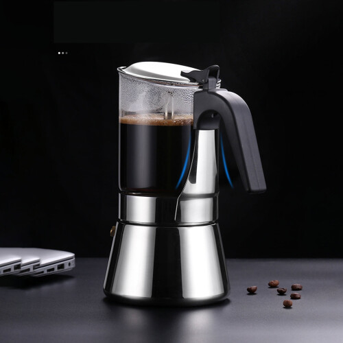 Καφετιέρα Moka BuyWeek, Εστία, Κρυστάλλινη γυάλινη επιφάνεια, Ανοξείδωτη εστία, 2