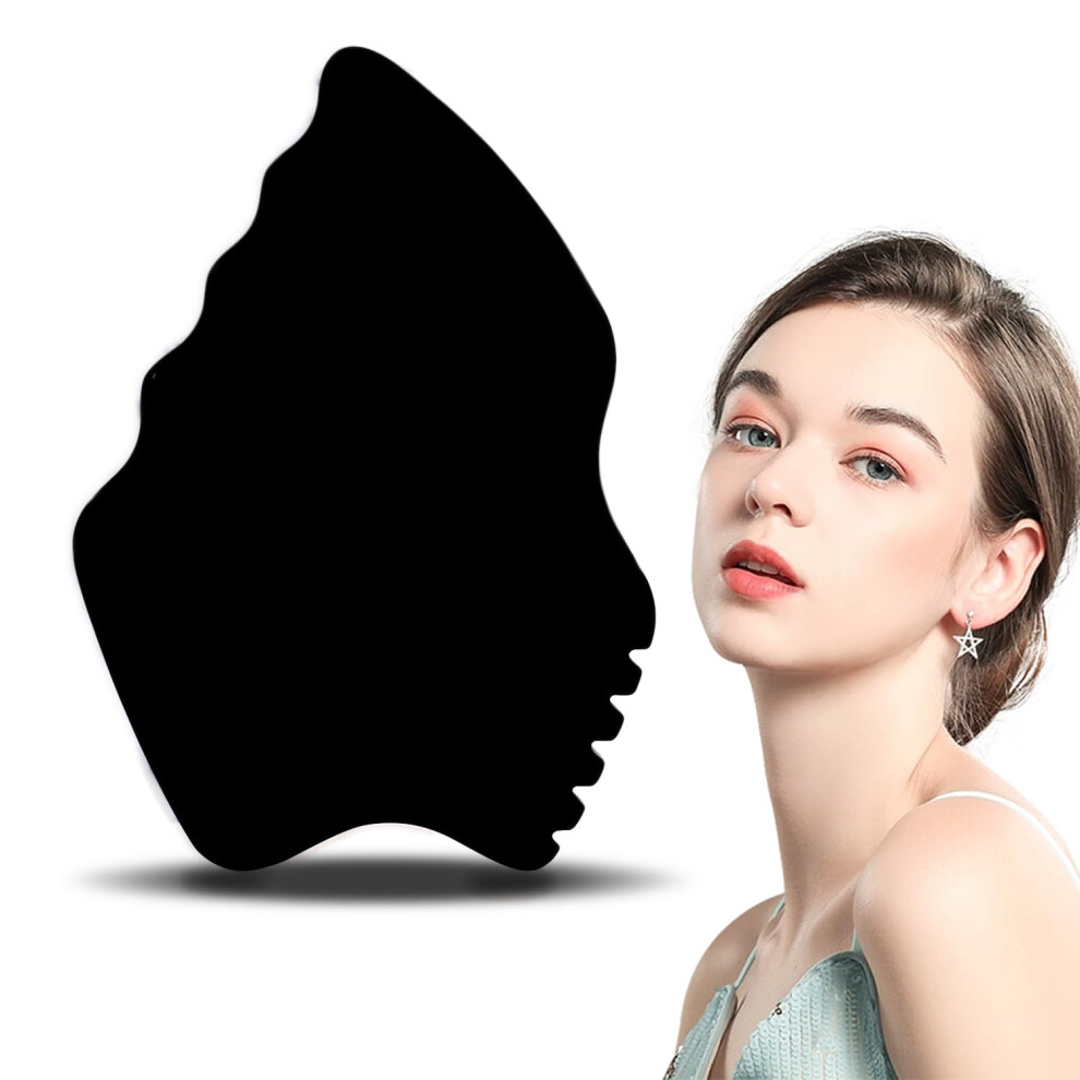 Natural Bian Stone Gua Sha Stone Facial Massage Tool for Face and Jawline with Felt Bag