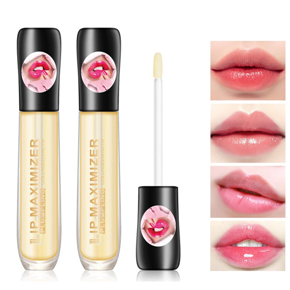 Lip Plumper Gloss Set 2Pcs, Instant Volume and Long Lasting Moisture, Clear Hydrating Shine