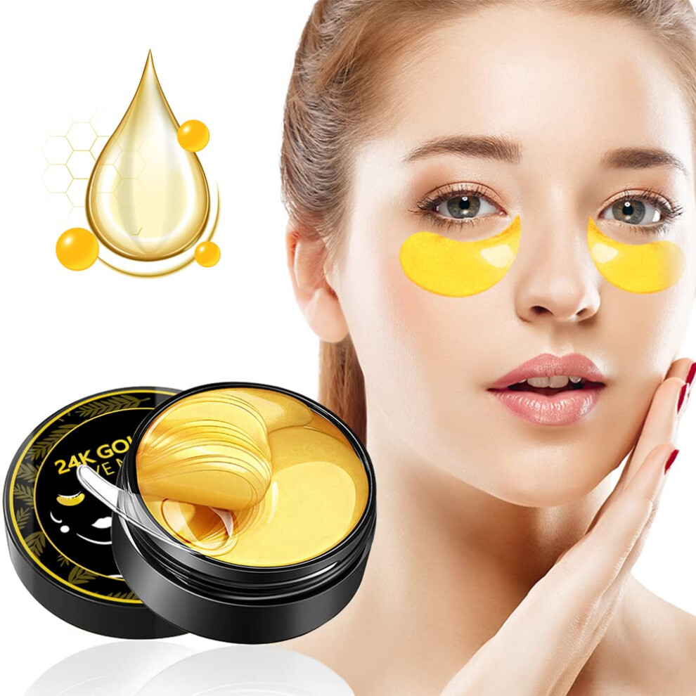 Gold/Dark 24K Under Eye Patches Collagen Eye Mask For Circles Puffiness And Wrinkle Reduction 60Pcs