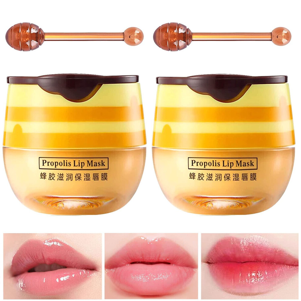 Yellow Honey Lip Balm Pot For Deep Hydration And Overnight Lip Propolis, 2Pcs