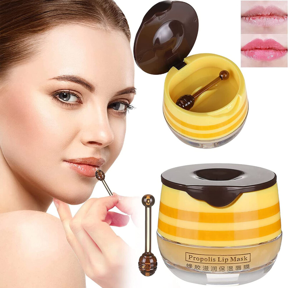 Honey Pot Lip Balm with Propolis Honey, Deep Hydration Overnight Nourishing Lip Mask