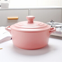 Ceramic Dutch Oven with TenderLocking Lid Pink 2.2L Round Enameled Casserole Dish