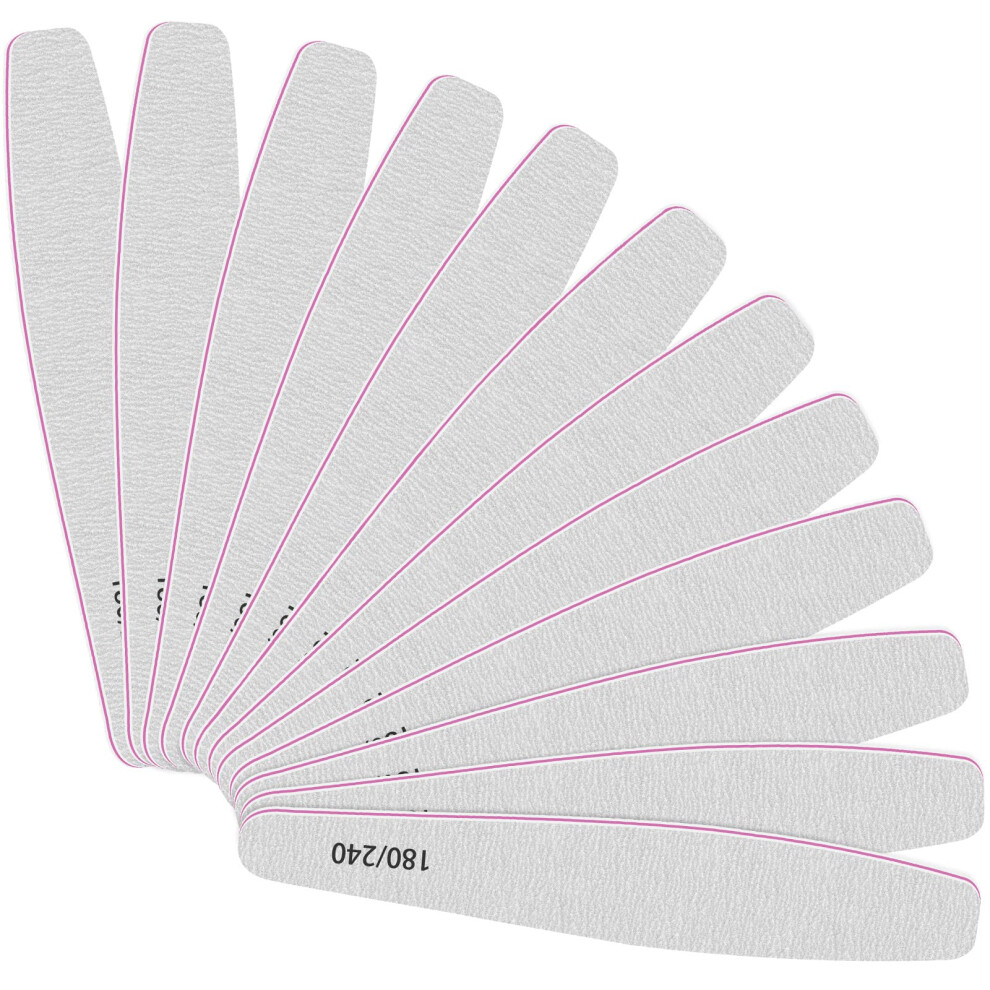12Pcs Professional Nail Files Double Sided 180/240 Grit Emery Board for Manicure Pedicure