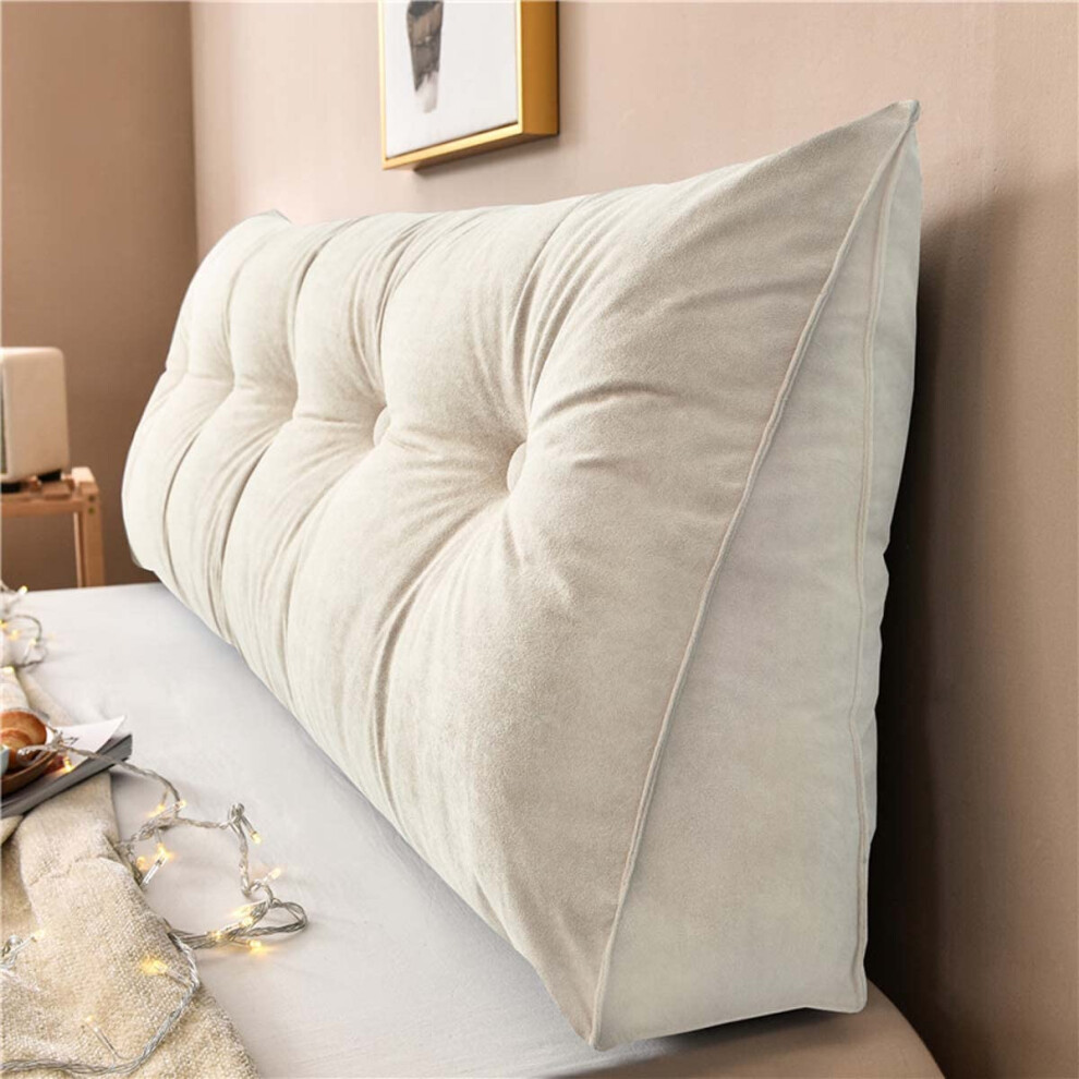 Backrest Pillow Wedge Cushion with Ergonomic Back Support, Removable Cover, Soft Chenille Fabric