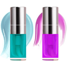 Lip Plumping Oil Set 2 Pcs with Custom Color Tint, Hydrating NonSticky Gloss for Soft Smooth Lips