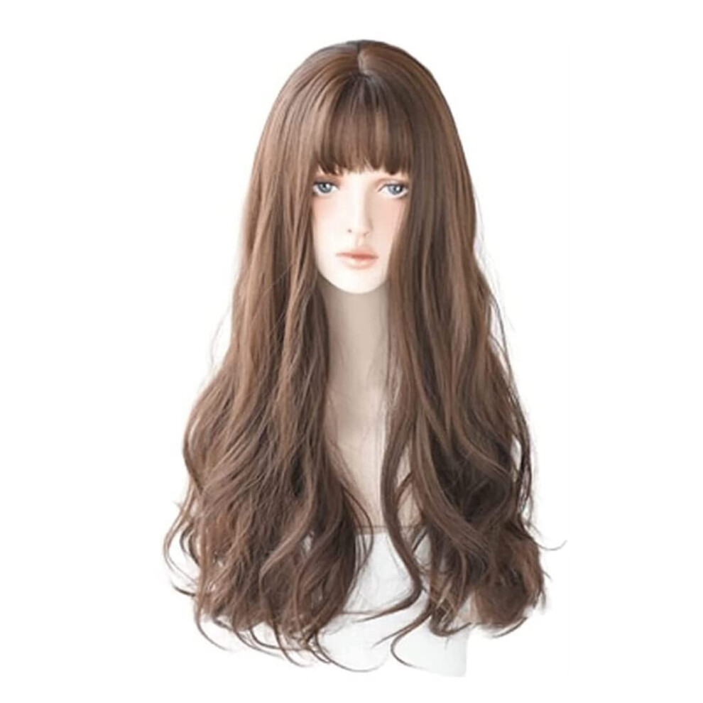 Unisex 26 Inch Long Wavy Synthetic Wig For Women With Natural Hairline And Heat Resistant Fiber