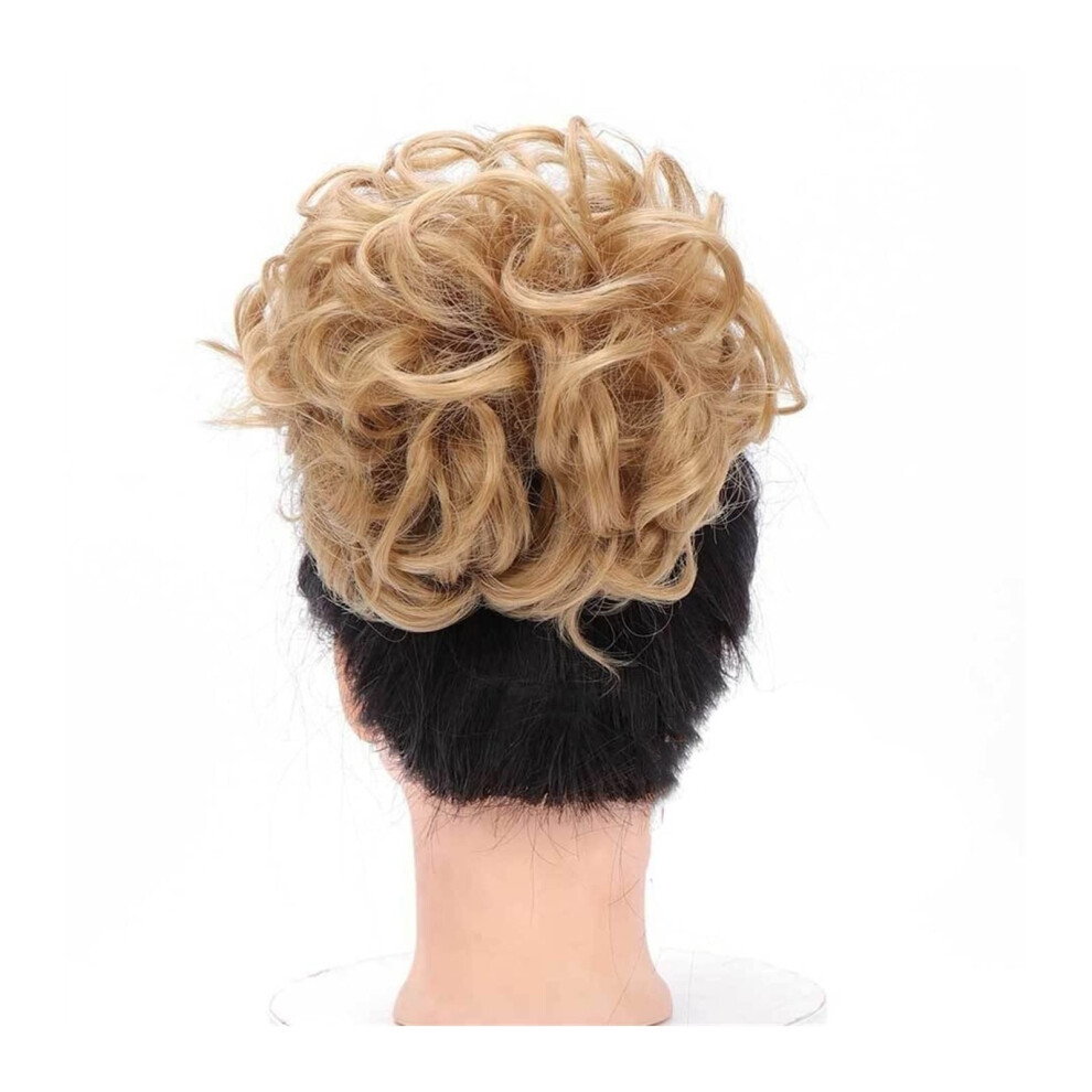 Unisex Messy Bun Hair Extension With Drawstring Curly Wavy Chignon Updo For Women, Synthetic Hairpiece Color 0012