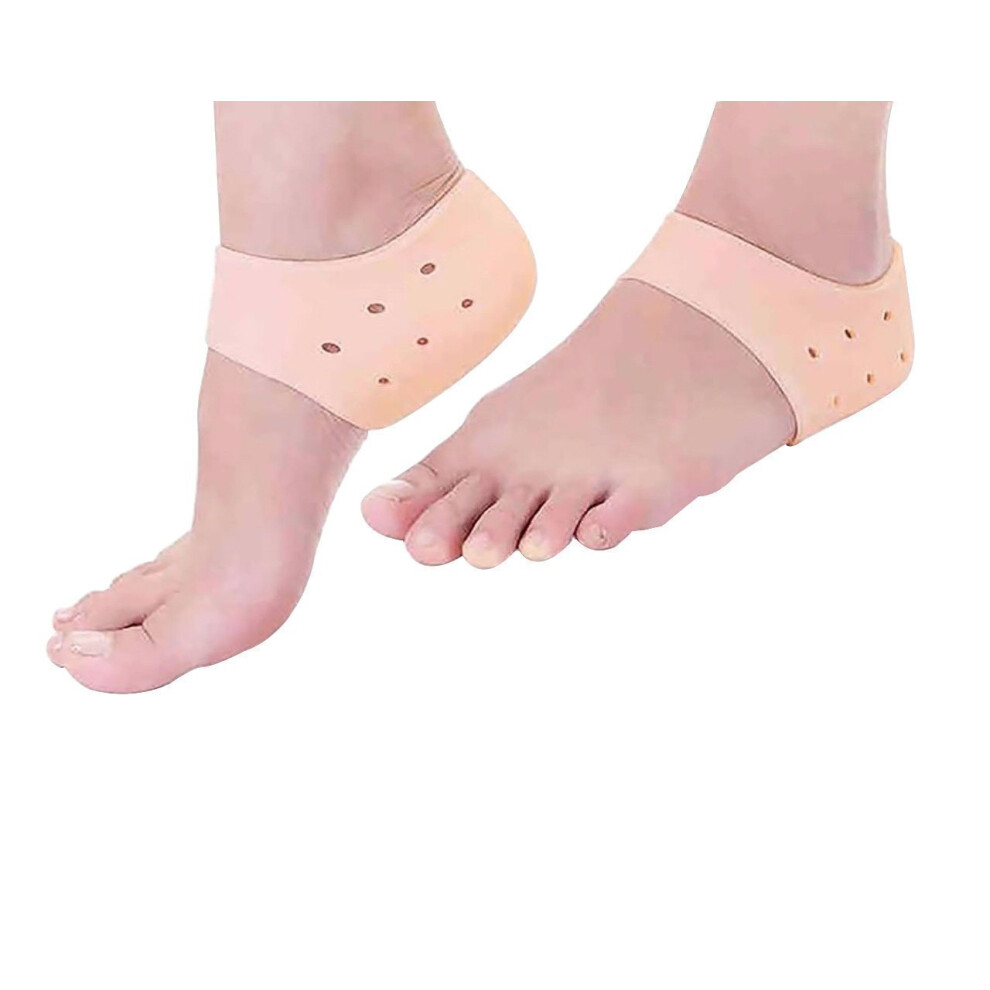 Heel Cushion Pads Silicone Gel Heel Protectors for Pain Relief Cracked Heels Extra Support Beige