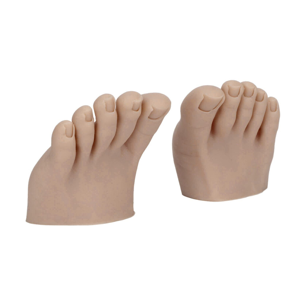 Silicone Foot Model Pair with Realistic Skin Texture, Removable Nails for Pedicure and Tattoo Practice