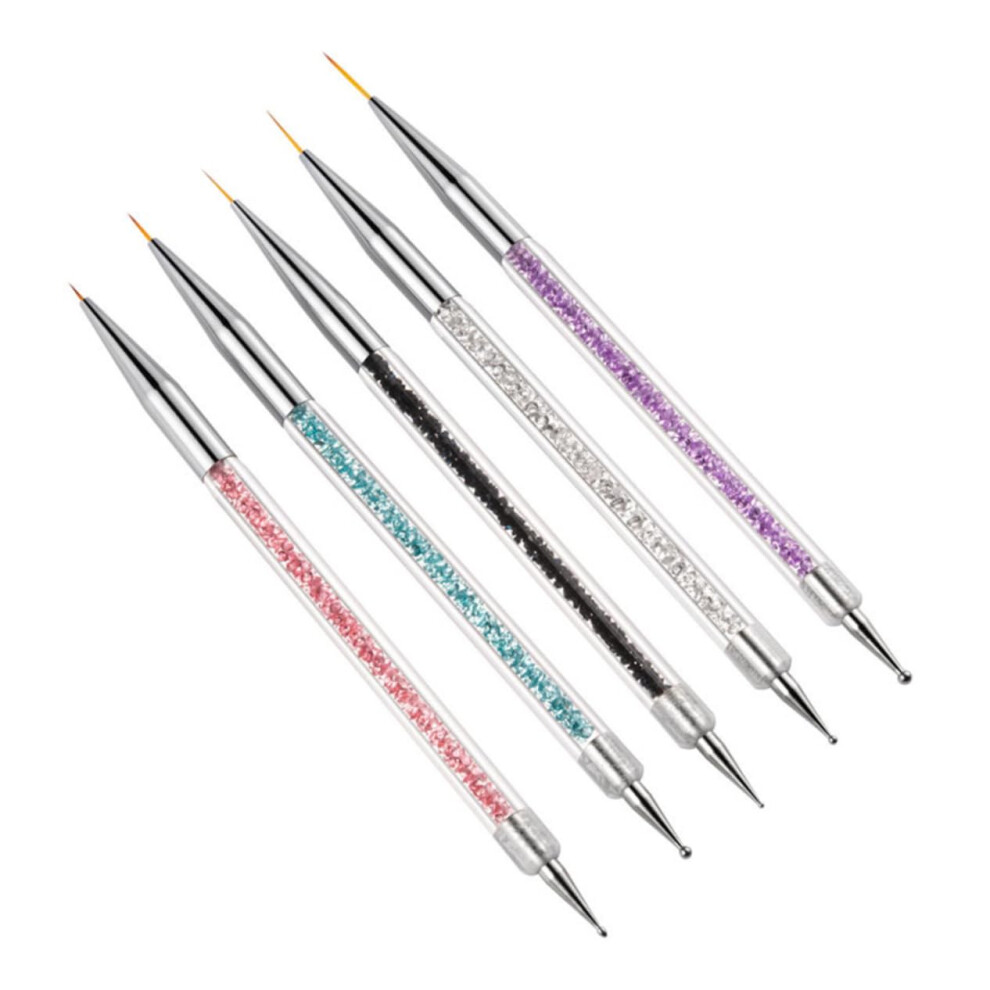 5pcs Double Ended Nail Art Pen Set for Precise Detail Painting and Professional Salon Results