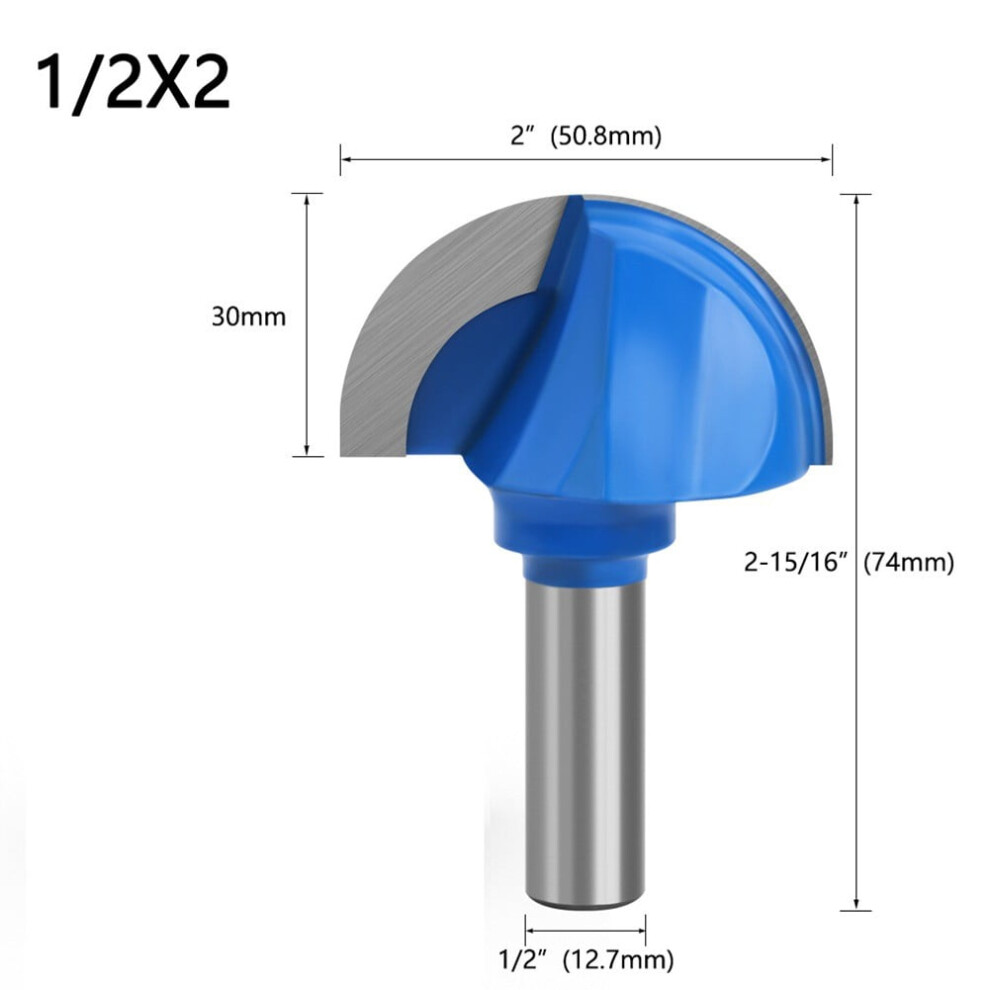 Lldi 1/2 Shank Round Nose Two Flutes Router Bit Woodworking Cove Bit Solid Carbide 9191629432035
