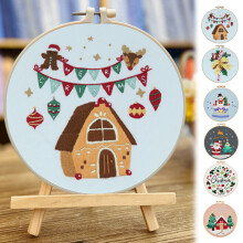 capino Christmas Embroidery KIT, Material Package Round Embroidery Living Room Decoration Pendant for Decor Home Room Bedroom