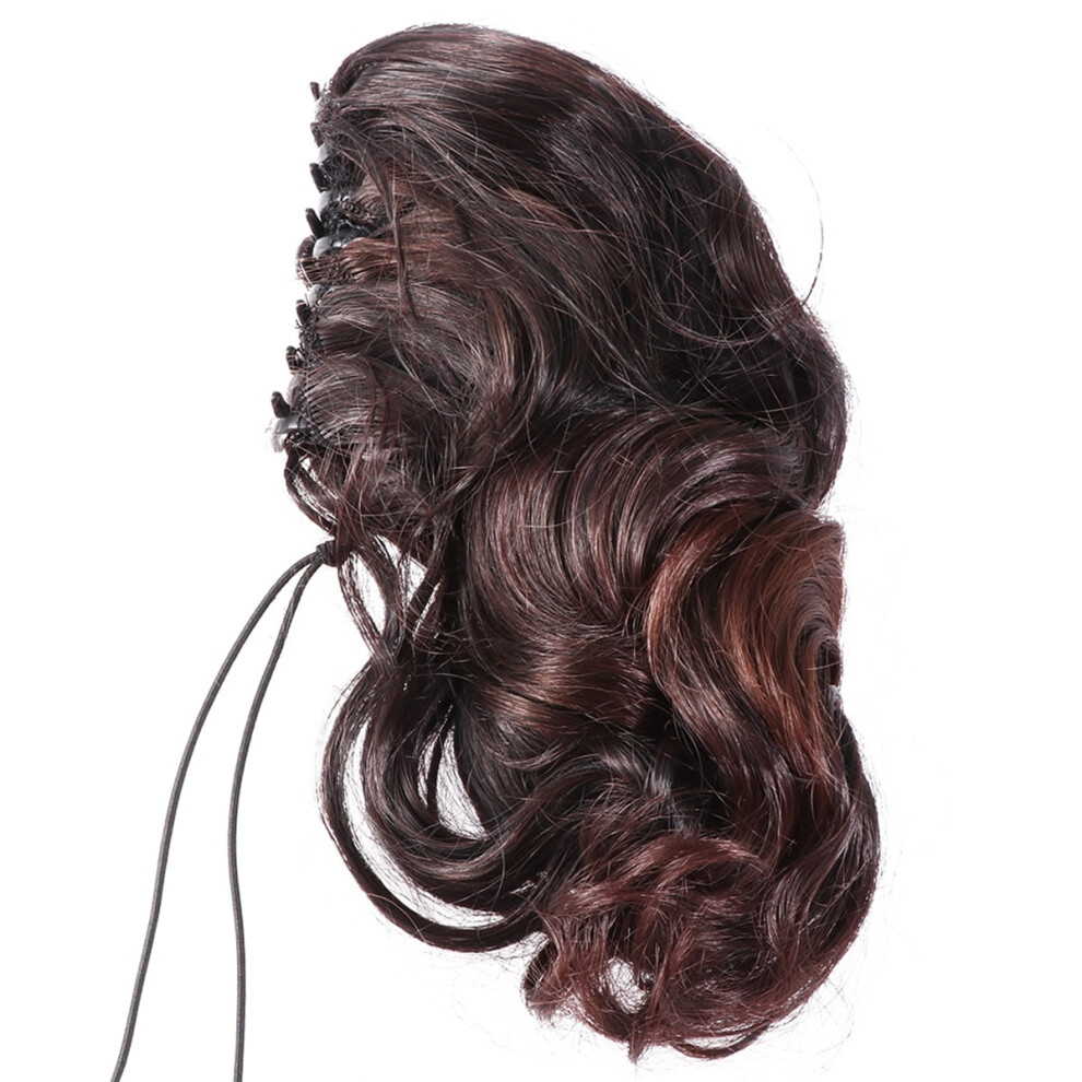 Unisex Short Wavy Ponytail Hair Extension Nature Looking Clip In Claw Synthetic Hairpiece