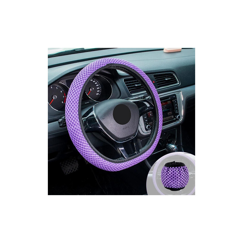 Car Stretchable Elastic Steering Wheel Cover, Car Steering Wheel Protector, Microfiber Breathable Ice Silk, Car Interior Accessories Purple 9191629433506