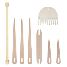 8Pcs Weaving Tools Weaving Knitting Loom Tools DIY Wooden Tapestry Hand-Knitted Machine Weaving Loom for Rug Making Weaving Stick